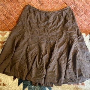 Vintage daia collection brown linen midi flared skirt
